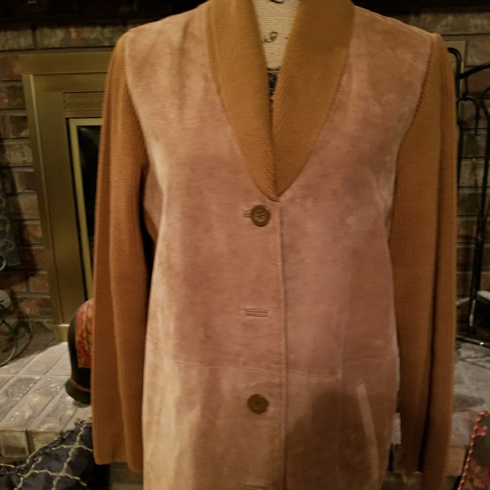 A bronze color suede jacket.